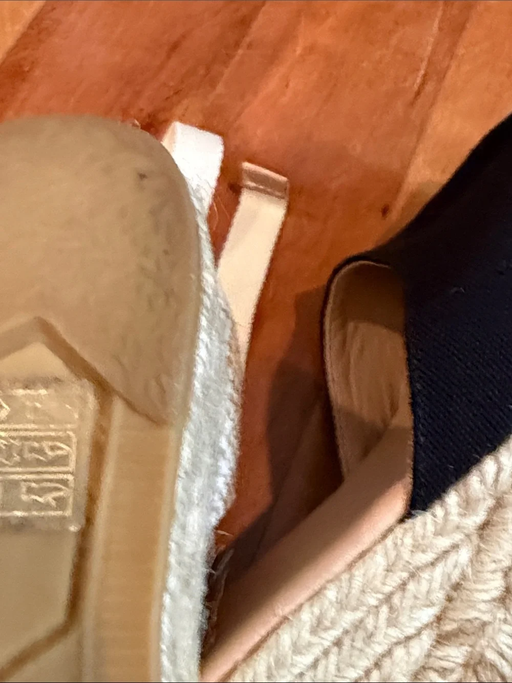 LK Bennett Black Canvas Espadrille Wedges with Cream Ankle Ties
